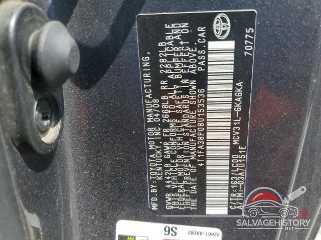 4T1FA38P08U153536 2008 TOYOTA CAMRY SOLA photo no. 13