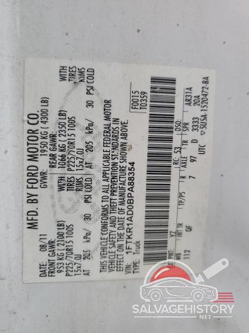 1FTKR1AD0BPA88354 2011 FORD RANGER photo no. 12