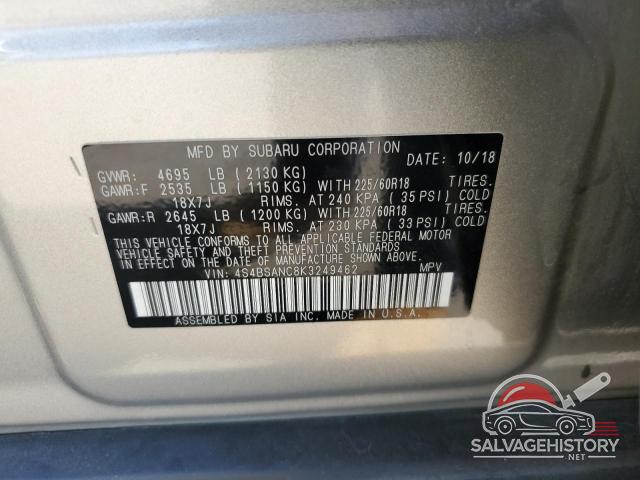 4S4BSANC8K3249462 2019 SUBARU OUTBACK photo no. 12