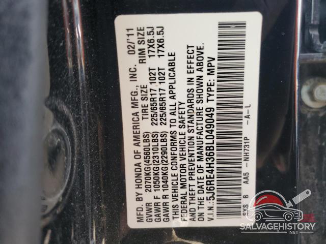 5J6RE4H36BL049049 2011 HONDA CRV photo no. 12