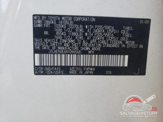 JTLKE50E691096568 2009 TOYOTA SCION photo no. 12