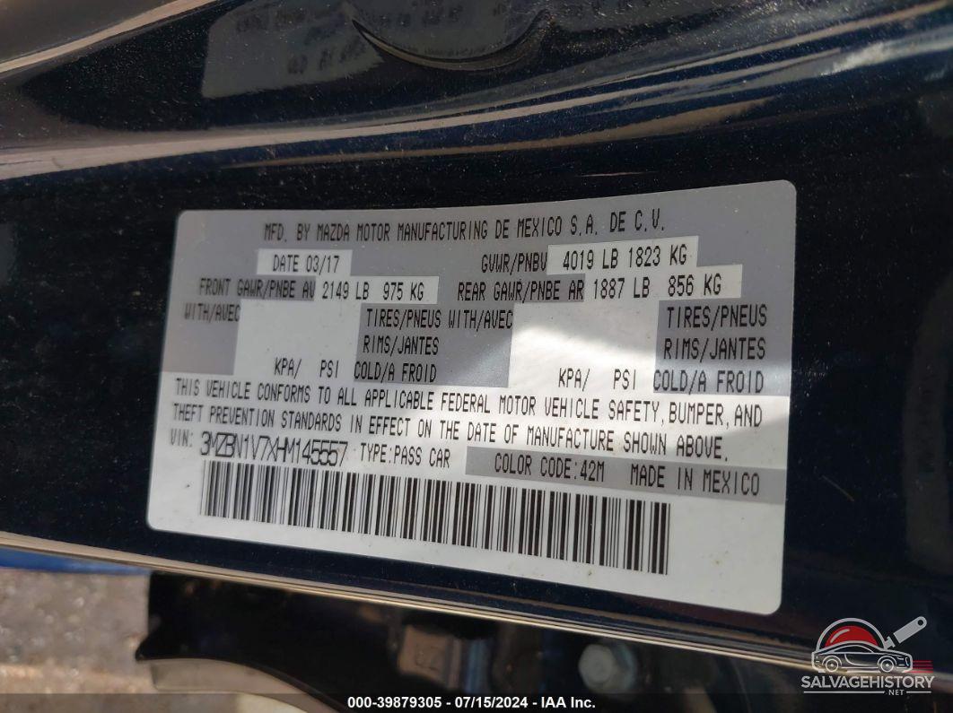 3MZBN1V7XHM145557 2017 MAZDA MAZDA3 photo no. 9