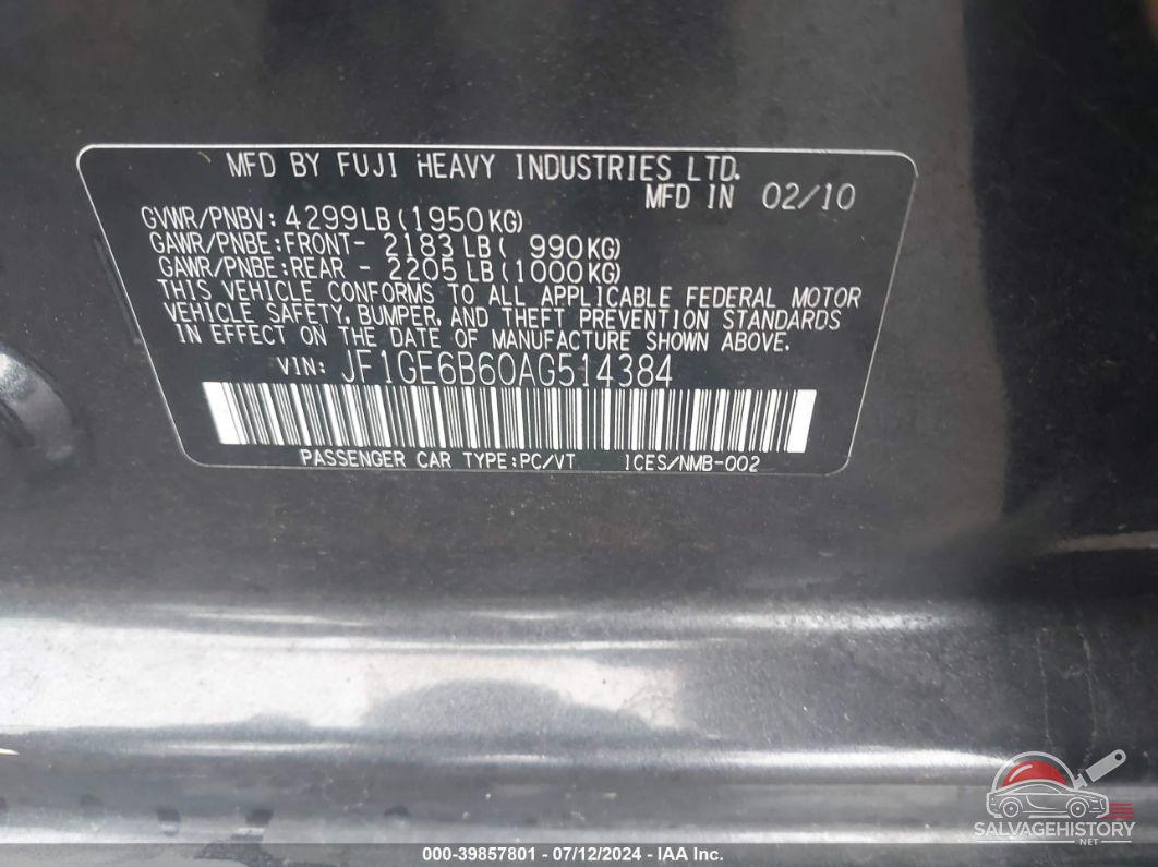 JF1GE6B60AG514384 2010 SUBARU IMPREZA photo no. 9
