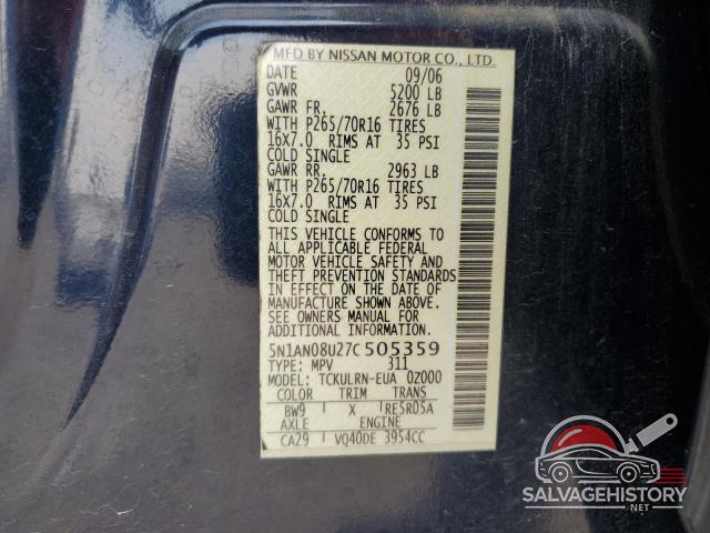 5N1AN08U27C505359 2007 NISSAN XTERRA photo no. 12