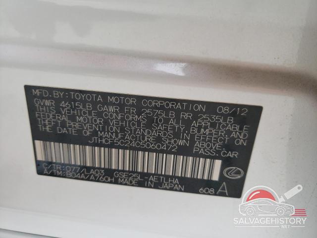 JTHCF5C24C5060472 2012 LEXUS IS photo no. 12