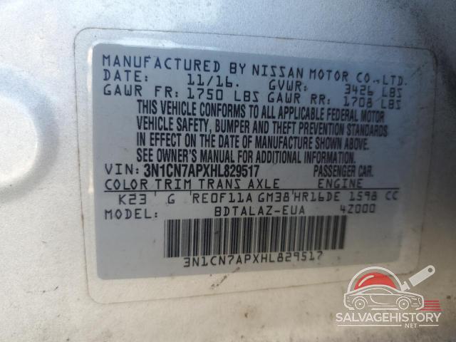 3N1CN7APXHL829517 2017 NISSAN VERSA photo no. 13