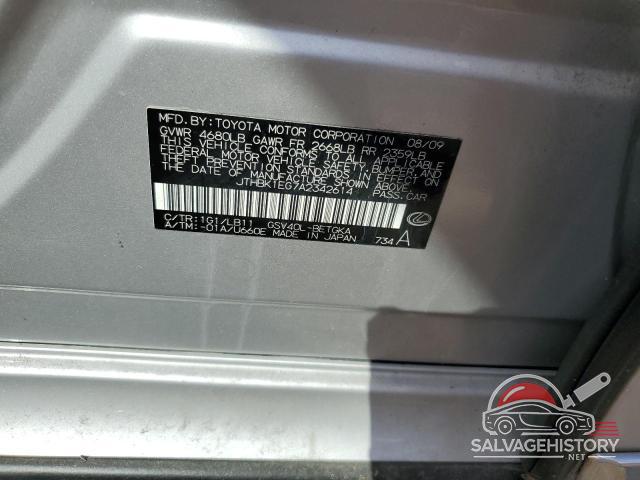 JTHBK1EG7A2342614 2010 LEXUS ES350 photo no. 12