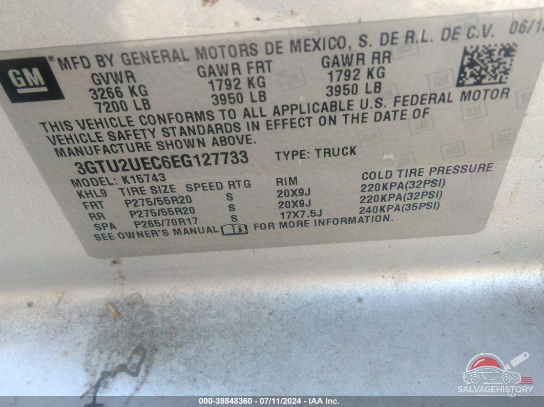 3GTU2UEC6EG127733 2014 GMC SIERRA 1500 photo no. 9