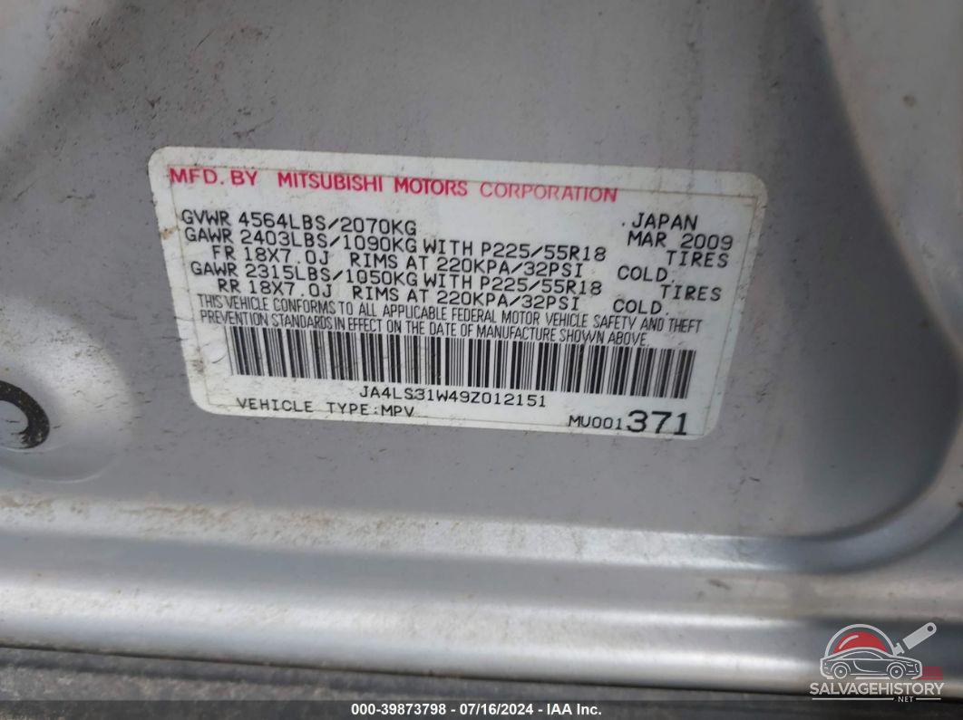 JA4LS31W49Z012151 2009 MITSUBISHI OUTLANDER photo no. 9