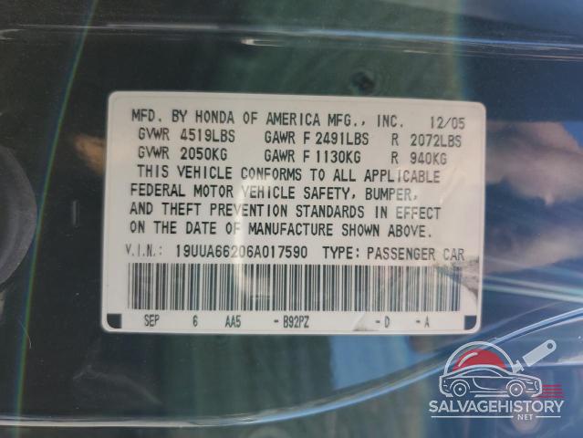 19UUA66206A017590 2006 ACURA TL photo no. 12