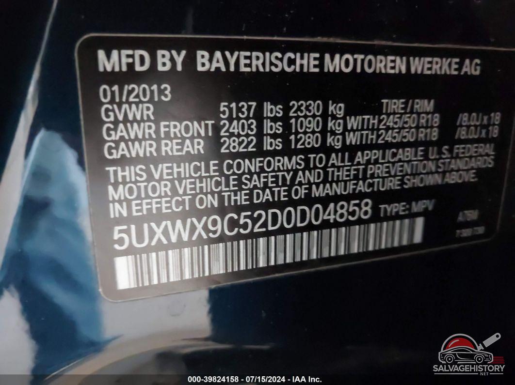 5UXWX9C52D0D04858 2013 BMW X3 photo no. 9
