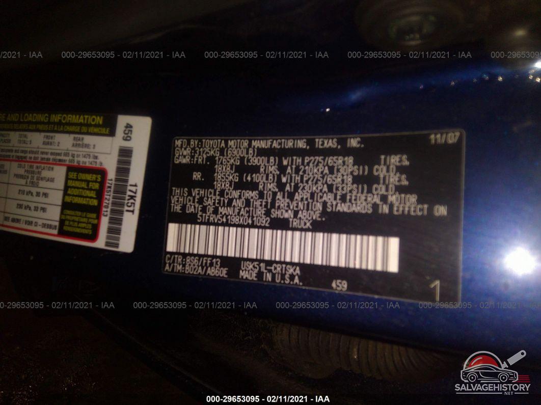 5TFRV54198X041092 2008 TOYOTA TUNDRA 2WD TRUCK photo no. 9
