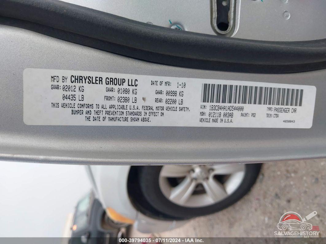 1B3CB4HA1AD544000 2010 DODGE CALIBER photo no. 9