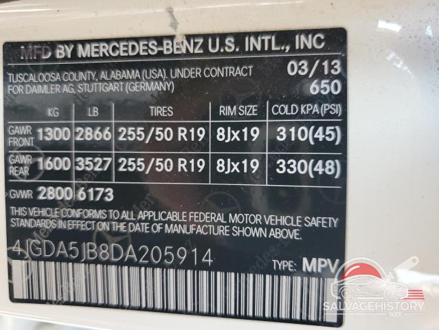 4JGDA5JB8DA205914 2013 MERCEDES-BENZ M-CLASS photo no. 12