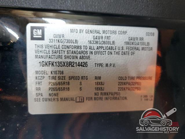1GKFK135X8R214426 2008 GMC YUKON photo no. 13