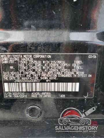 JTMZD33V666008937 2006 TOYOTA RAV4 photo no. 12