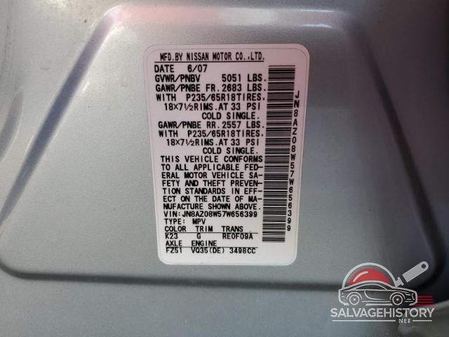 JN8AZ08W57W656399 2007 NISSAN MURANO photo no. 14
