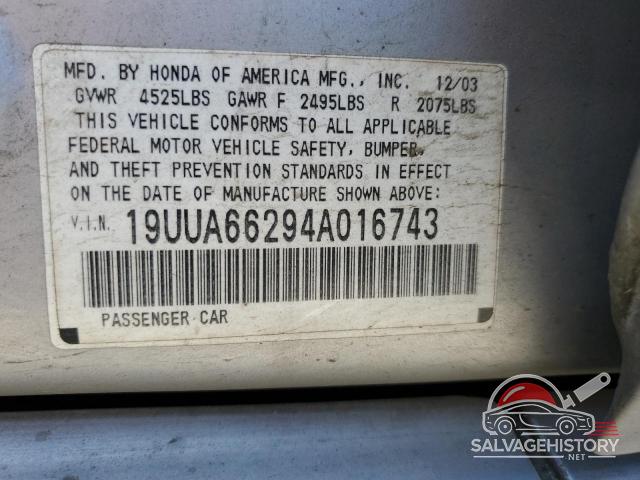 19UUA66294A016743 2004 ACURA TL photo no. 12