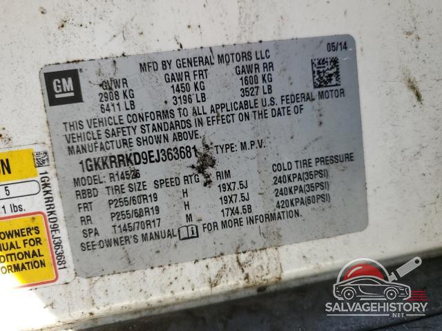 1GKKRRKD9EJ363681 2014 GMC ACADIA photo no. 14
