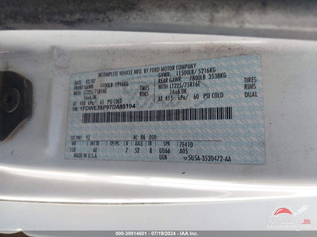 1FDWE35P97DA85194 2007 FORD ECONOLINE photo no. 8