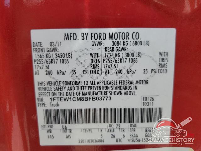 1FTEW1CM8BFB03773 2011 FORD F150 photo no. 12