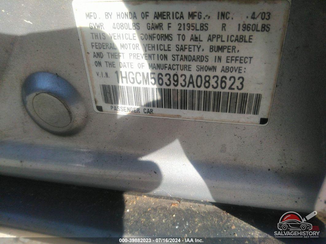 1HGCM56393A083623 2003 HONDA ACCORD photo no. 9