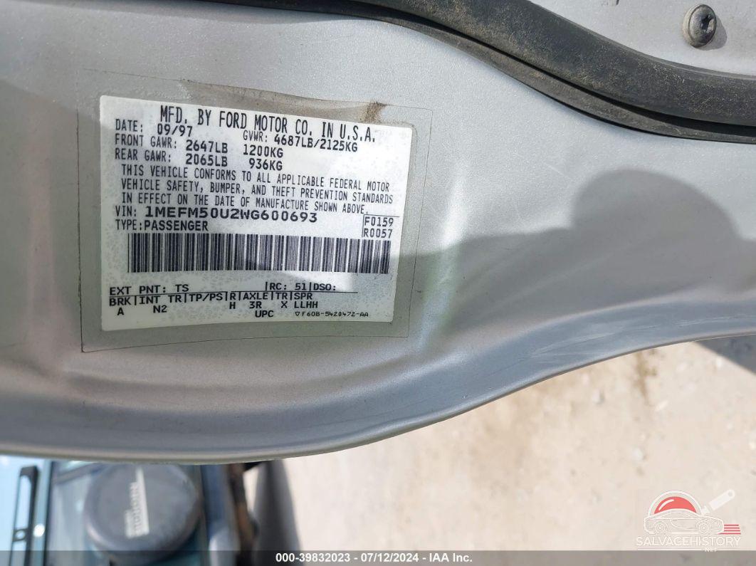 1MEFM50U2WG600693 1998 MERCURY SABLE photo no. 9