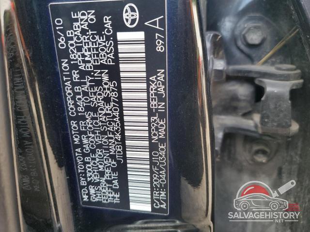 JTDBT4K35A4077875 2010 TOYOTA YARIS photo no. 12
