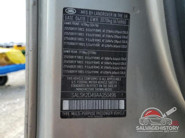 SALSK2D49AA250496 2010 LAND ROVER RANGEROVER photo no. 13
