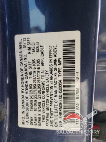 2HKRM3H3XDH509954 2013 HONDA CRV photo no. 12