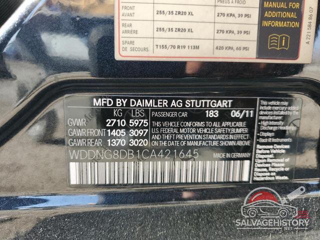 WDDNG8DB1CA421645 2012 MERCEDES-BENZ S-CLASS photo no. 12
