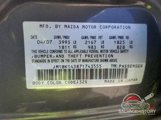 JM1BK143871743555 2007 MAZDA MAZDA3 photo no. 12