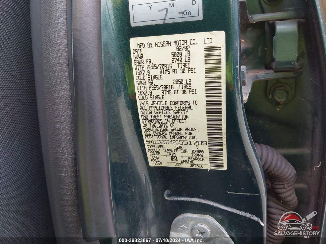 5N1ED28T42C551789 2002 NISSAN XTERRA photo no. 9