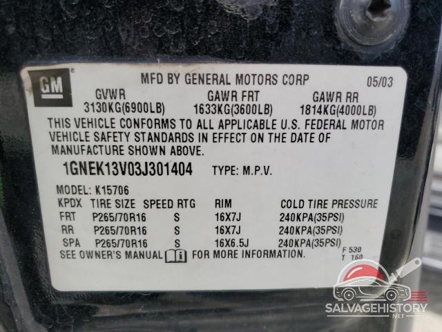 1GNEK13V03J301404 2003 CHEVROLET TAHOE photo no. 13