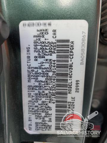 4T1BE32KX4U301444 2004 TOYOTA CAMRY photo no. 12