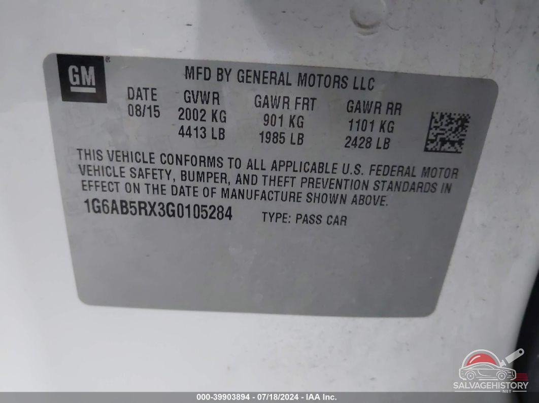 1G6AB5RX3G0105284 2016 CADILLAC ATS photo no. 9