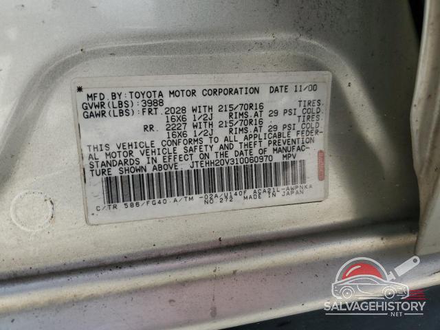 JTEHH20V310060970 2001 TOYOTA RAV4 photo no. 13