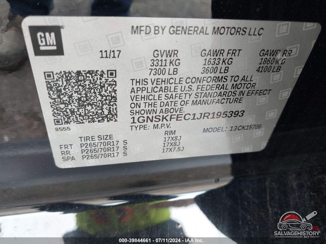 1GNSKFEC1JR195393 2018 CHEVROLET TAHOE photo no. 9