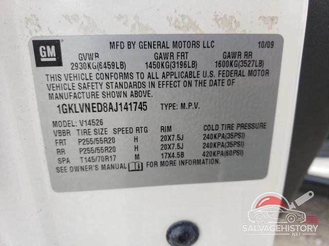 1GKLVNED8AJ141745 2010 GMC ACADIA photo no. 13