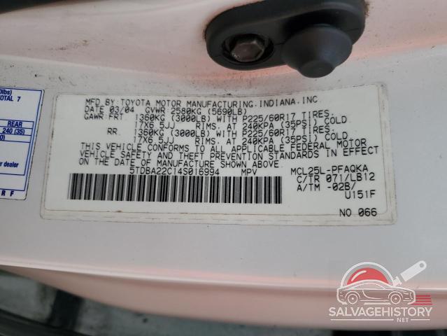 5TDBA22C14S016994 2004 TOYOTA All Models photo no. 13