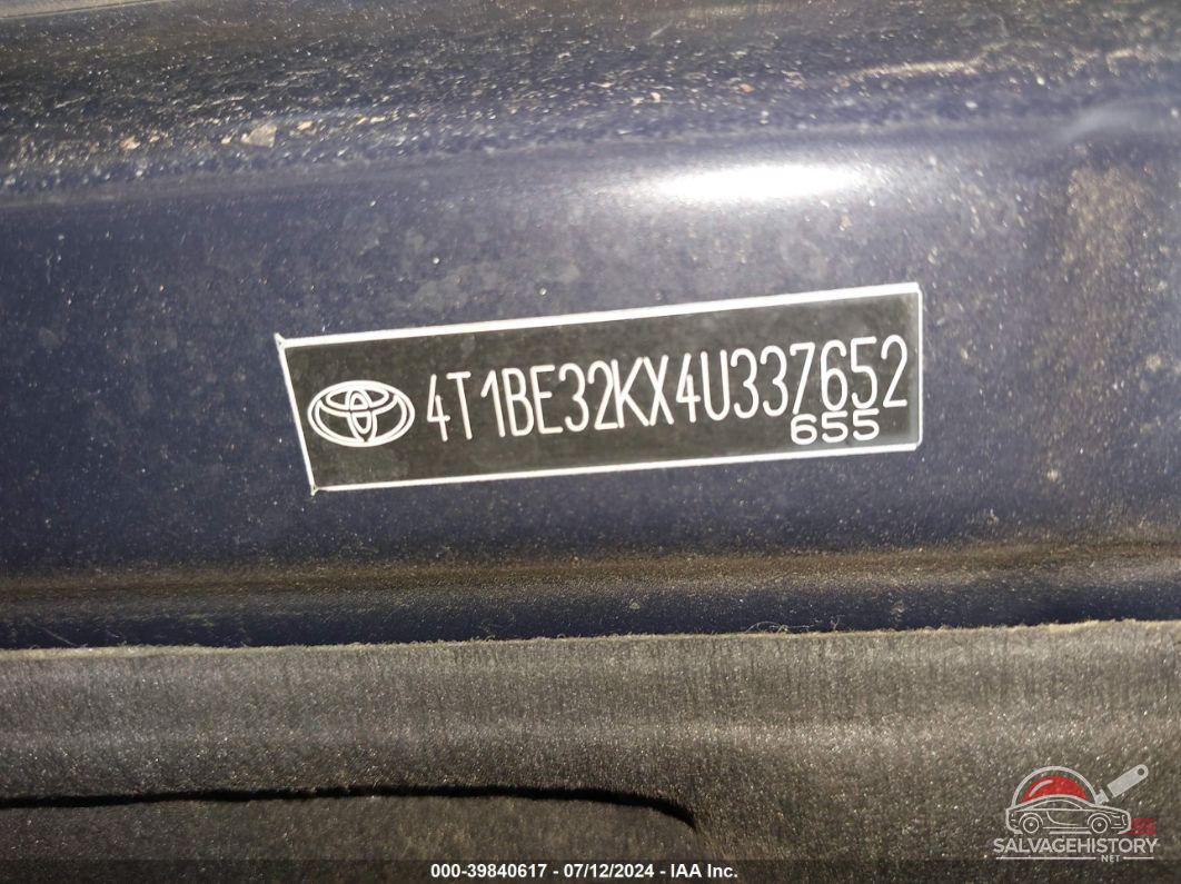 4T1BE32KX4U337652 2004 TOYOTA CAMRY photo no. 9