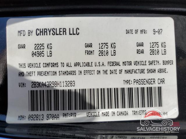 2B3KA43R98H113283 2008 DODGE CHARGER photo no. 12