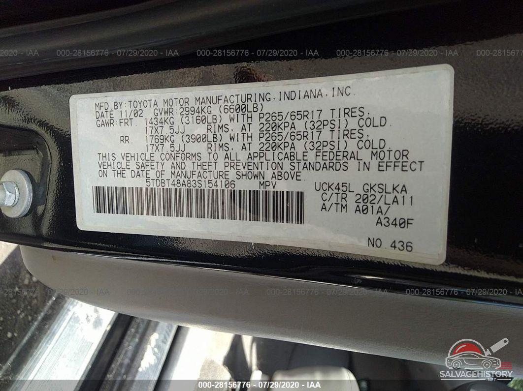 5TDBT48A83S154106 2003 TOYOTA SEQUOIA photo no. 9