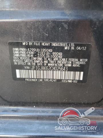 JF1GJAK62CH025643 2012 SUBARU IMPREZA photo no. 13