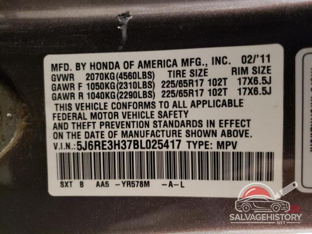 5J6RE3H37BL025417 2011 HONDA CRV photo no. 13