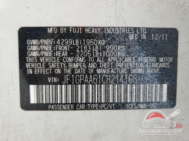 JF1GPAA61CH214168 2012 SUBARU IMPREZA photo no. 13