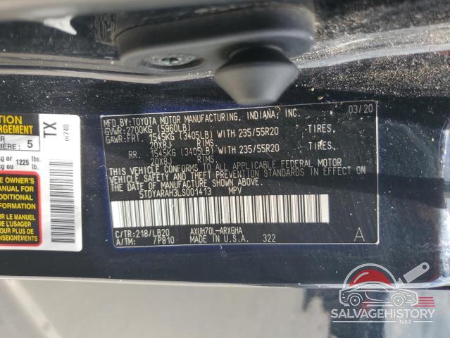 5TDYARAH3LS001413 2020 TOYOTA HIGHLANDER photo no. 12