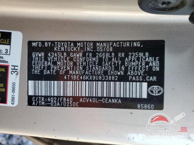 4T1BE46KX9U833882 2009 TOYOTA CAMRY photo no. 12