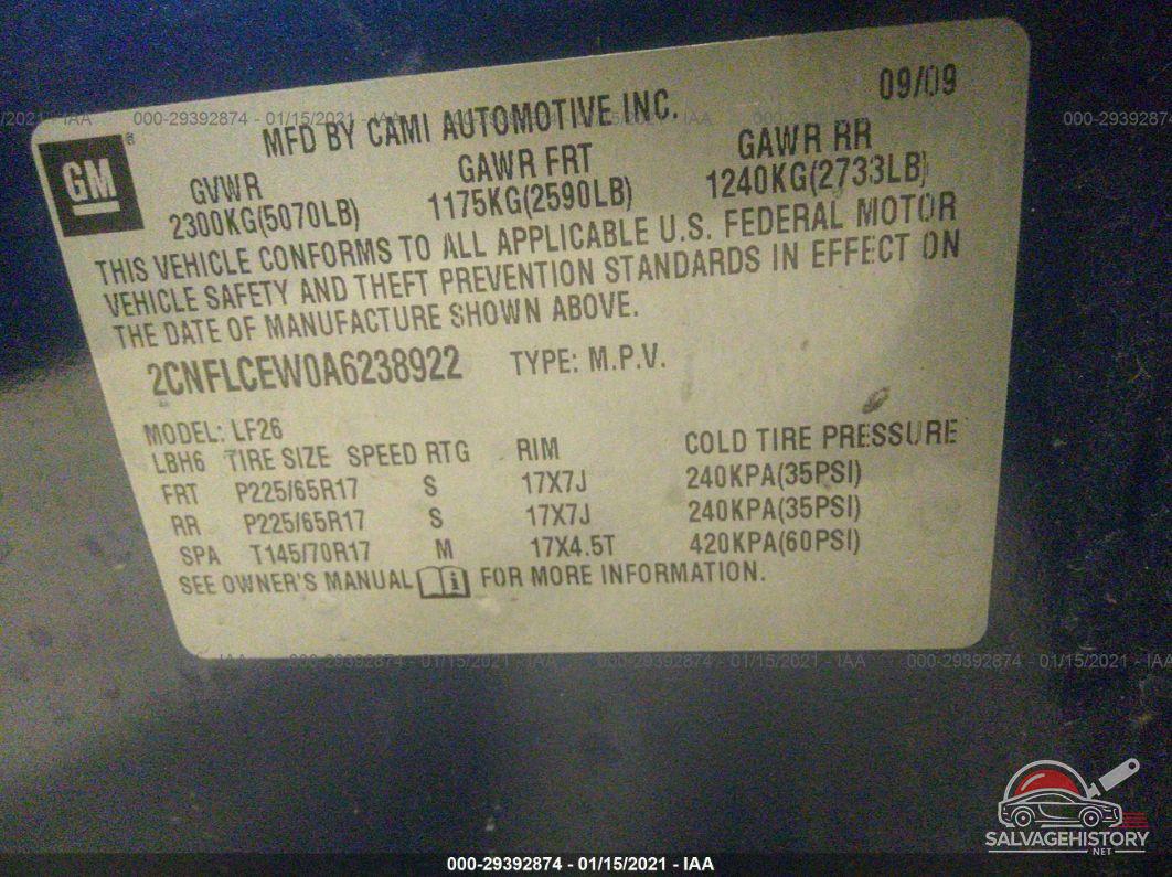 2CNFLCEW0A6238922 2010 CHEVROLET EQUINOX photo no. 9