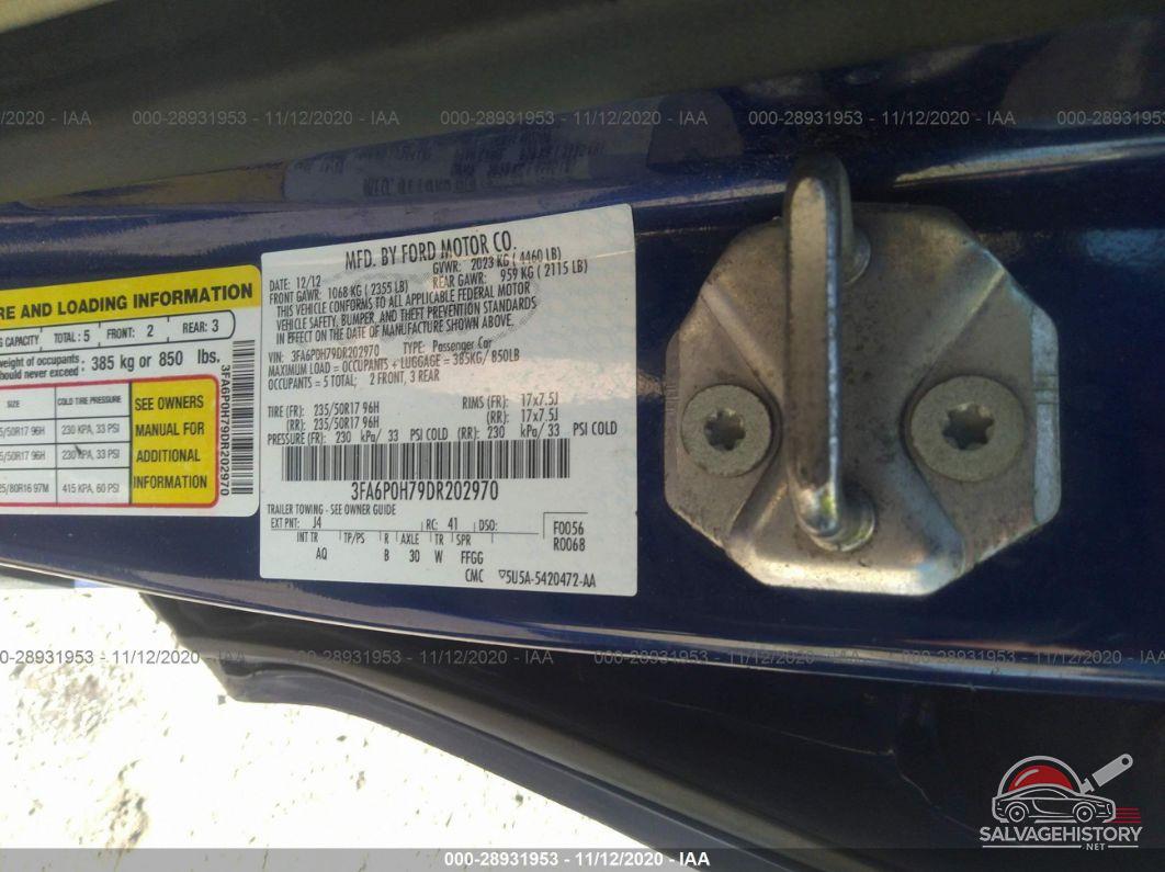 3FA6P0H79DR202970 2013 FORD FUSION photo no. 9
